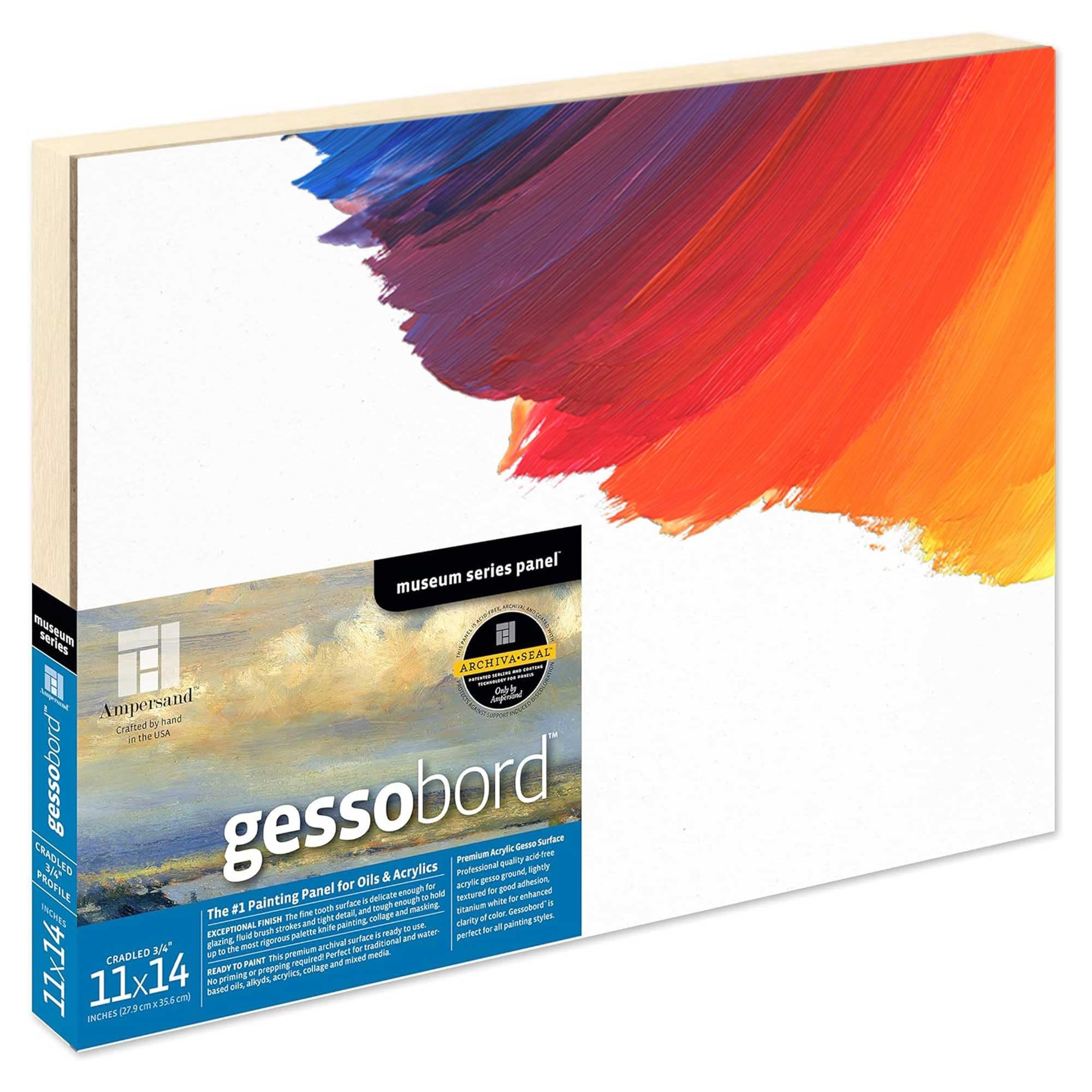 Ampersand Gessobord Cradled Artist Painting Panel - 11x14 Inch, Archival Gesso
