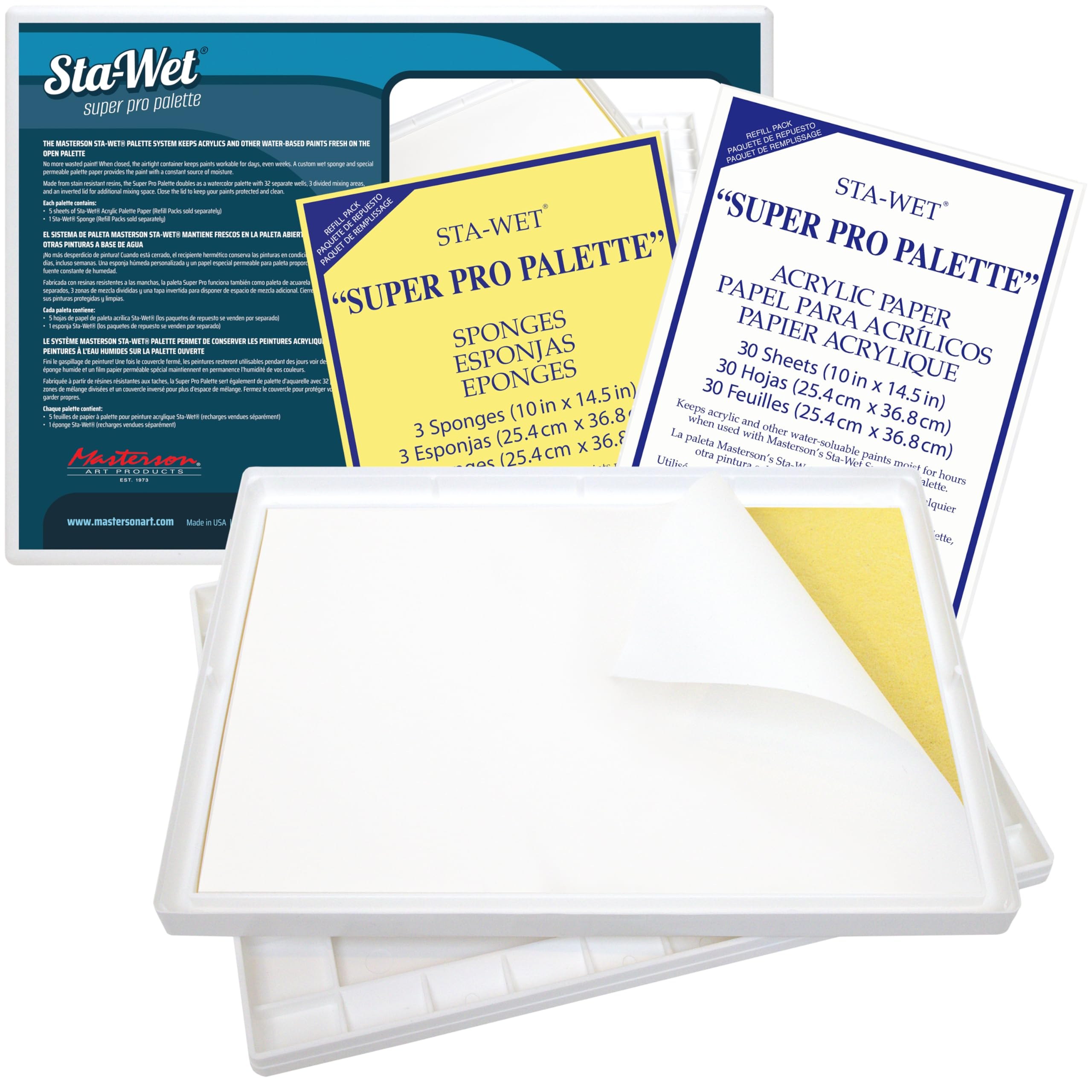 Masterson Sta-Wet Palette Seal - Large Tray with Sponge & Palette Paper